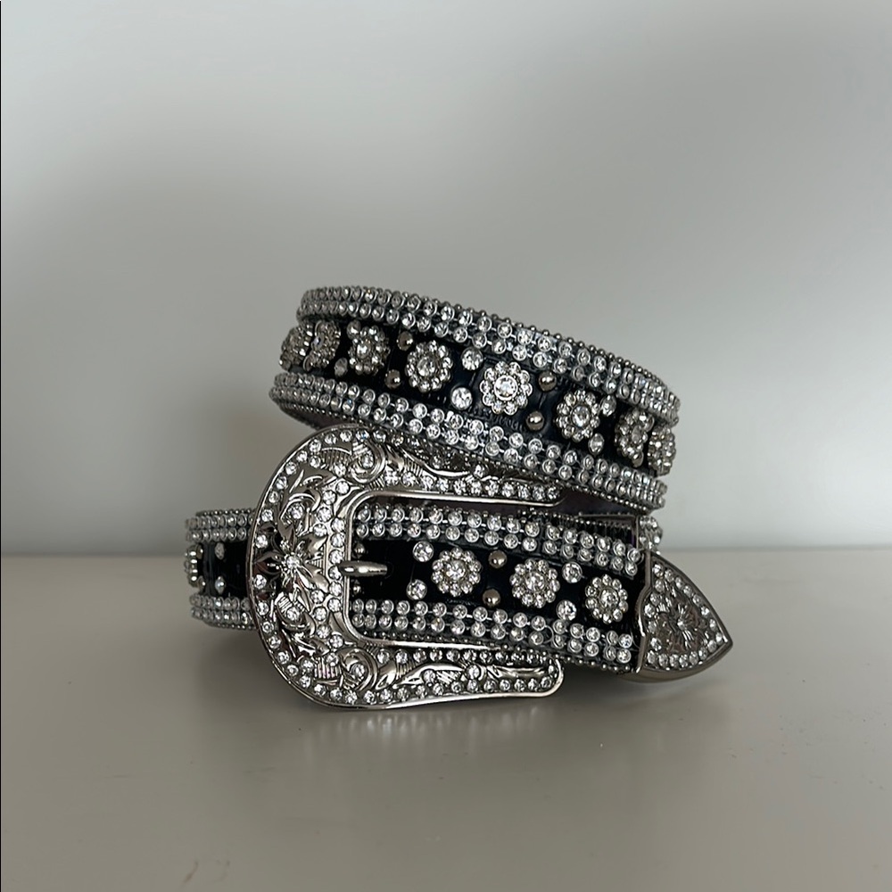Black and Silver Rhinestone Belt